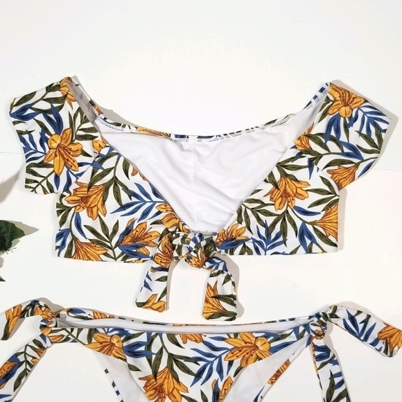 CABANA DEL SOL Tie Off Shoulder Floral Bikini Set - Picture 13 of 14